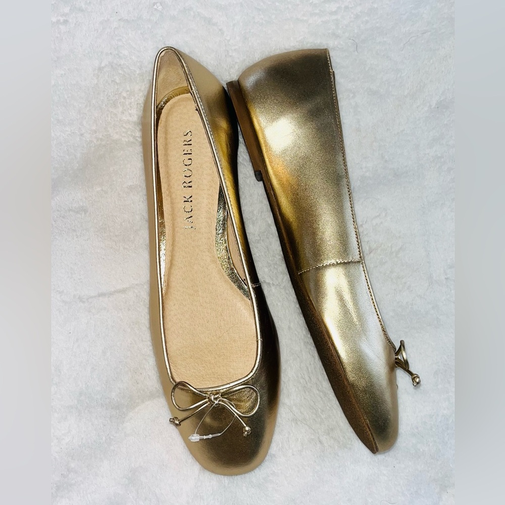 Jack Rogers Metallic Gold Ballet Flats sz 9.5 NEW!